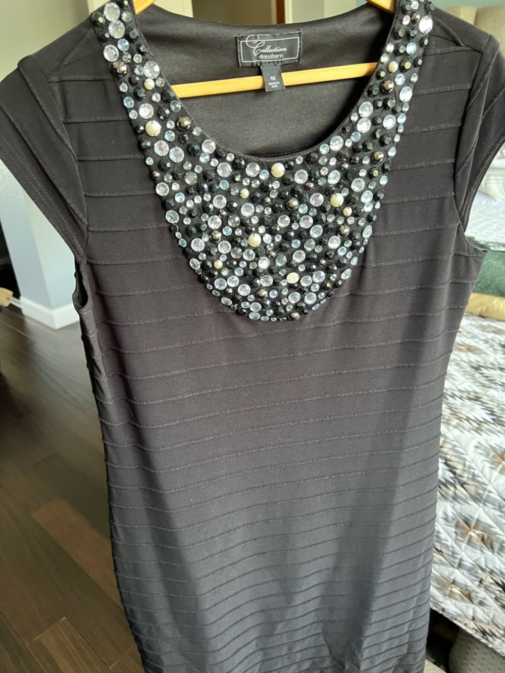Collection Dressbarn Black Embellished Midi Dress -Size 10
